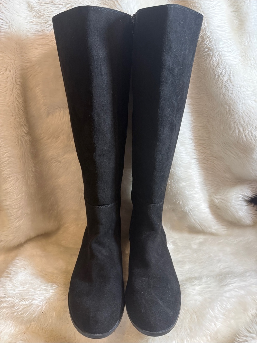 Kelly & Katie Lanner NWOT Black Knee High Boots Size 11M Faux Suede Riding Boots - Picture 2 of 7